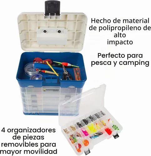 Vista 2 de Wakeman Outdoors - Caja organizadora de herramientas de almacenamiento, caja de utilidad con 4 cajones y 19 compartimentos para suministros de Azul