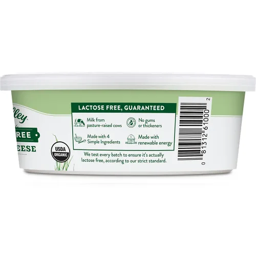 Vista 3 de Green Valley Queso Crema Orgánico Sin Lactosa, envase de 8 onzas