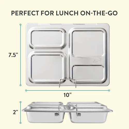 Vista 3 de PlanetBox Launch - Kit de caja de almuerzo estilo Bento de acero inoxidable para niños y adolescentes con 3 compartimentos – Edición Stardust