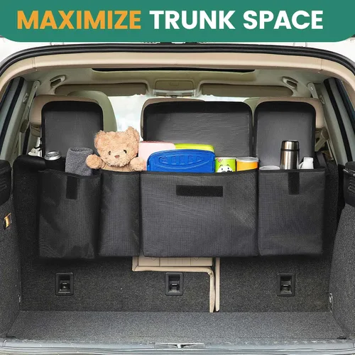Vista 3 de JOYSKY Organizador Colgante para Maletero, Organizador para Asiento Trasero de SUV, Camioneta, MPV, Bolsa de Almacenamiento de Vehículo de Gran