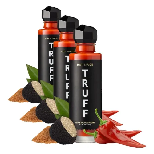 Vista 11 de TRUFF Paquete de 4 mini juego de salsa picante, botellas de viaje portátiles de salsa picante gourmet, trufa negra y chiles, idea de regalo
