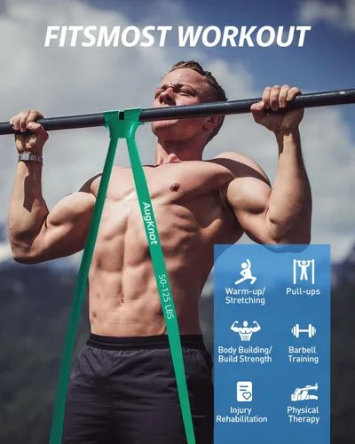 Vista 4 de AugKnot Resistance Bands for Working Out: 5-Levels Exercise Bands Set - Pull Up Assistance Elastic Silicone - Physical Therapy/Training/Stretching