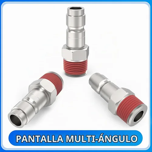 Vista 3 de ChillWaves Enchufe de aire estilo T automotriz, enchufes neumáticos macho NPT de 1/2 pulgada, accesorios para compresores de aire (paquete de 5)