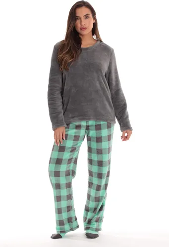 Vista 2 de Just Love Conjunto de pantalón de pijama de felpa para mujer con calcetines a juego con refranes