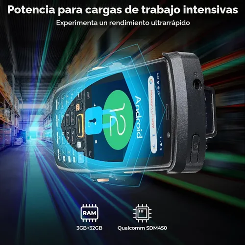 Vista 3 de MUNBYN - Escáner de código de barras Android 082Pro, Android 12 PDA, funciona con el motor de escaneo de código de barras Honeywell HS7, computadora