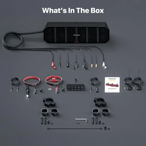 Vista 9 de GoHawk Barra de sonido UTV de 17 pulgadas con 6 altavoces y barra de sonido Bluetooth, RGB ATV 400W Peak Power, Waterproof, FM Radio/USB/AUX