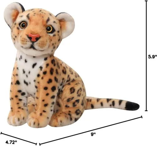 Vista 6 de NatureMan Juguete de peluche de guepardo de 9 pulgadas, lindo y realista juguete de peluche de guepardo, regalos para niños y niñas (marrón)
