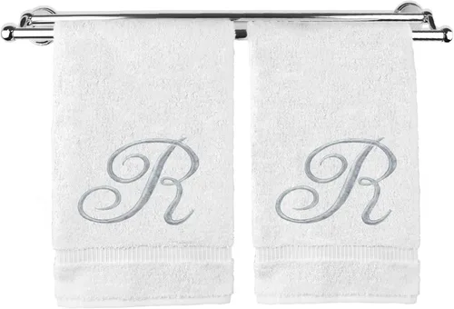 Vista 141 de Toalla de mano con monograma, regalo personalizado, 16 x 30 pulgadas, extra absorbente, 100% algodón turco, acabado de rizo suave, para baño, cocina