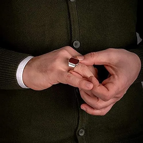 Vista 4 de Anillo de plata de ley 925 para hombre, piedra de ágata roja Akik, joyería de moda vintage, regalo de ónix Aqeq, anillos para hombre, todos