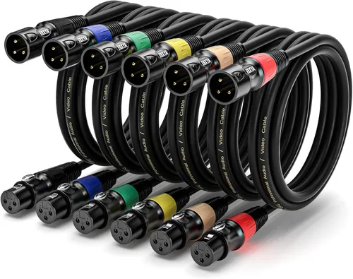 Vista 15 de EBXYA Paquete de 4 cables XLR de 3 pies, cable de micrófono macho a hembra con cable de altavoz blindado equilibrado