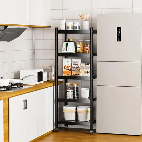 Vista 2 de VETALLO Estantes de metal de 5 niveles, estantes para cocina, estante de almacenamiento para cocina, garaje, despensa, organizador de armario