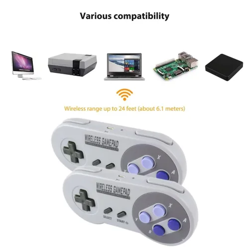 Vista 6 de 2 unids2.4 GHz controlador inalámbrico Gamepad para Nintendo SwitchPS miniSNES Classic Edition (Mini)NES Classic Edition Gamepad con receptor