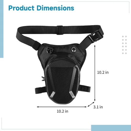 Vista 5 de Motorcycle Leg Bag with Hard Shell, Waterproof Thigh Pouch, Large Capacity, Earphone Hole, Adjustable Straps, Drop Leg Pack for Riding, Travel