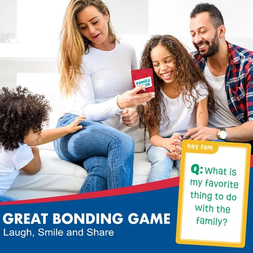 Vista 5 de LotFancy Juego de preguntas familiares, a partir de 4 años, juegos familiares para niños y adultos, 60 divertidas tarjetas de trivia, iniciadores