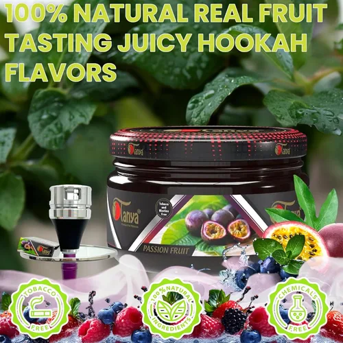 Vista 4 de Tanya Herbal Hookah Molasas 100% sin nicotina y tabaco Sabores de shisha de narguile orgánicos Mezcla de frutas Sabores de shisha 250g Frascos