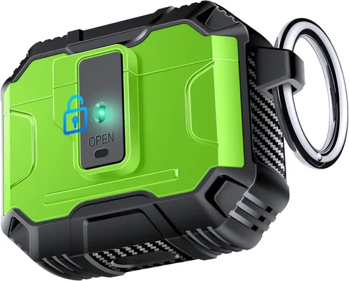 Vista 7 de Amoured AutoPOP - Funda para AirPods Pro de 1ª generación con cerradura y llavero, protección resistente de 360° y mecanismo de apertura de 1 clic