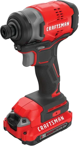 Vista 12 de CRAFTSMAN V20 Kit de destornillador de impacto inalámbrico, 1/4 de pulgada, batería y cargador incluidos (CMCF810C1), negro y rojo