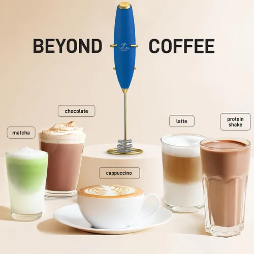 Vista 195 de Zulay Milk Boss Espumador de leche potente manual, hace espuma para latte, batidor para mezclar bebidas, café, miniespumador para capuchino, frappé