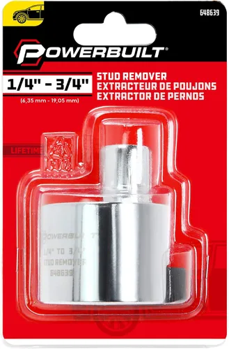 Vista 7 de Herramienta extractora de pernos Powerbuilt, quitar tuercas de 1/4" a 3/4", pernos rotos o adheridos, sujeta pernos dañados - 648639, plateado