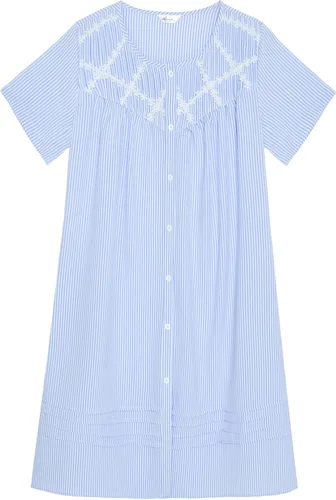 Vista 6 de AVIIER Vestido de casa para mujer, manga corta, abrigo de casa, bata con botones, ropa de dormir S-XXL