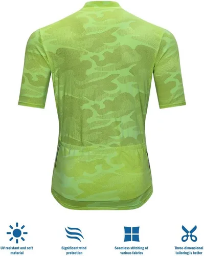 Vista 4 de Camiseta de ciclismo de manga corta para hombre, secado rápido, con 3 bolsillos traseros