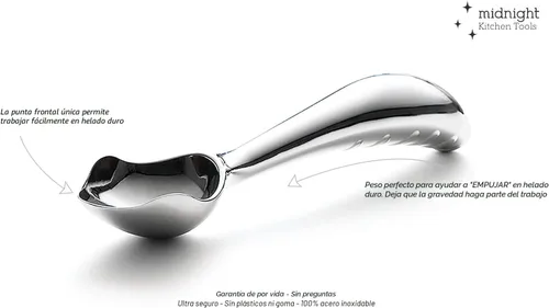 Vista 3 de Midnight Scoop - Cuchara de helado ergonómica de acero inoxidable Resistente, fácil de usar y apta para lavavajillas Grado profesional, diseño
