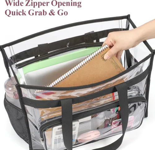 Vista 9 de PACKISM Bolsa transparente para la escuela, bolsa transparente grande y resistente para la escuela, transparente de PVC transparente para niñas