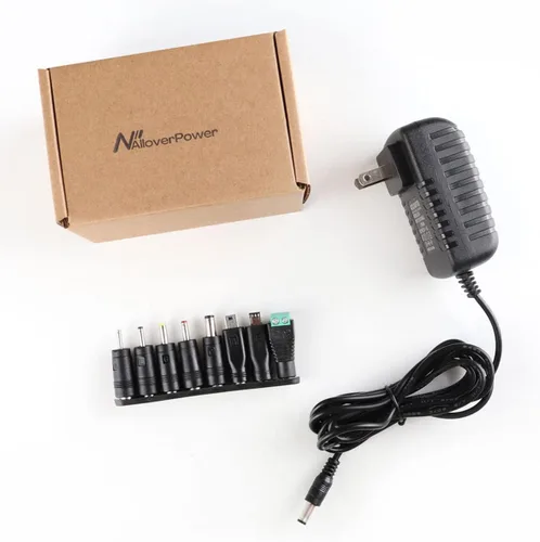 Vista 6 de Adaptador de corriente universal de 5V 2A con 8 puntas de enchufe, fuente de CA/CC, cable de 6.5 pies 8 interchangeable tips for routers, LED