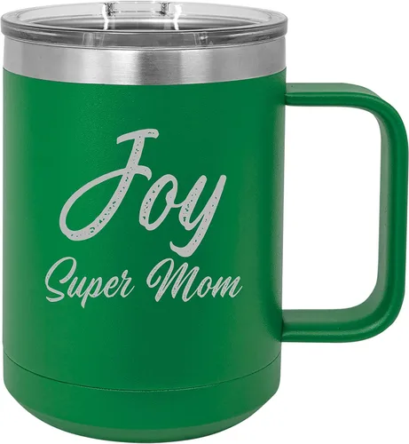 Vista 19 de Taza personalizada con recubrimiento en polvo de 15 oz con tapa personalizada grabada (negro)