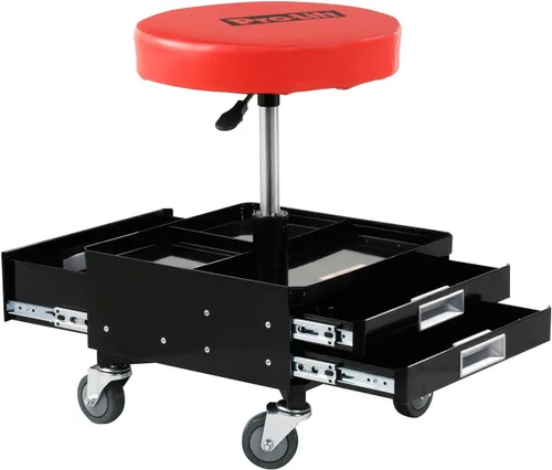 Vista 2 de Pro-Lift C-3100 silla neumática con dos charolas para herramientas, hasta 300 libras de capacidad, color gris de capacidad