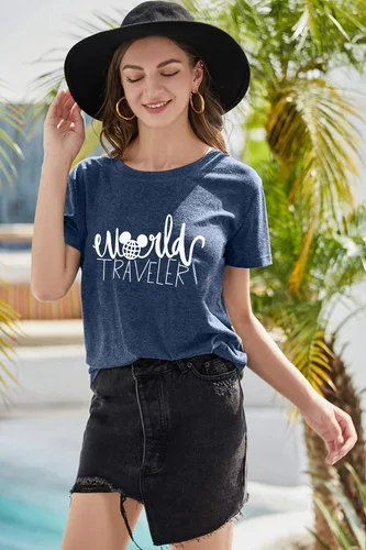 Vista 5 de SUPEYA Camiseta de viaje mundial para mujer, bonita camiseta gráfica de tierra, casual, de viaje, para vacaciones, manga corta