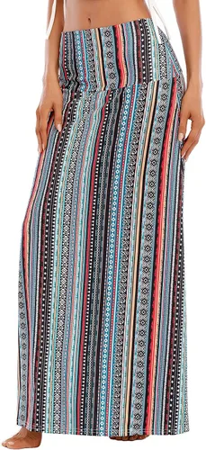 Vista 2 de Zando Faldas largas para mujer, vestidos de moda de cintura alta, falda larga casual de entrenamiento, falda de flores acampanada para niñas