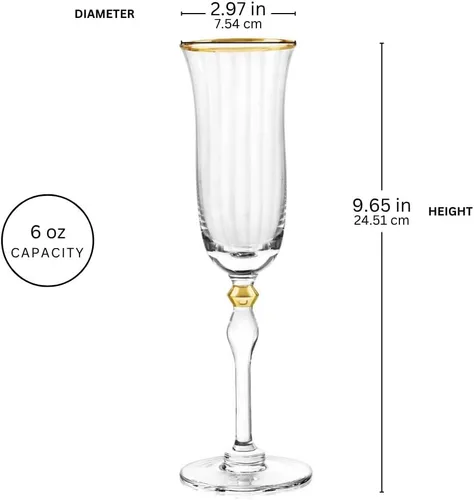 Vista 2 de Salem - Juego de 4 vasos de flauta de 6 onzas, color oro/transparente