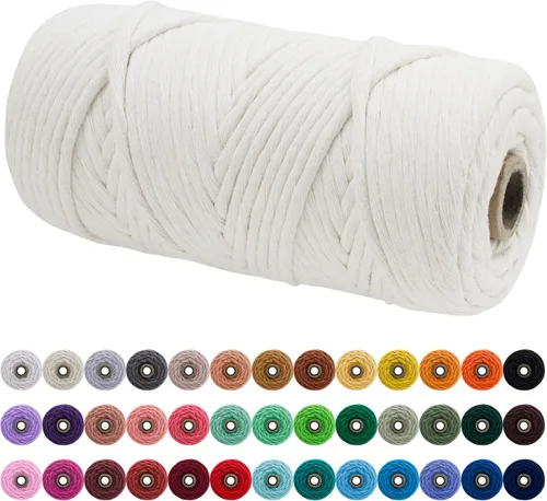 Vista 106 de JeogYong Cordón de macramé de un solo hilo 3 mm x 109 yardas (328 pies) Cuerda de algodón suave Hilo de macramé de 3 mm, suministros de macramé