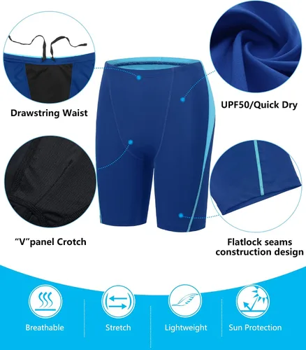 Vista 4 de Fiteng Bañadores de natación para hombre - Trajes de baño de resistencia para entrenamiento deportivo de competición de competición Tallas 32-42