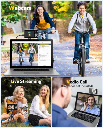 Vista 6 de Cámara digital FHD 4K para vlogging con enfoque automático, lente dual de 48MP, zoom digital 16X, pantalla IPS de 2.8" compacta, cámara de video
