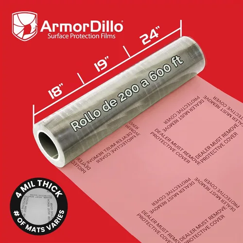 Vista 9 de ArmorDillo Tapetes para piso que el distribuidor debe quitar – 45,7 cm x 61 m de película de plástico transparente Rollo adhesivo para protección
