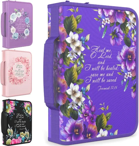 Vista 9 de DEHITE Funda para la Biblia para mujer, fundas de tela prémium para la Biblia para niñas, bolsa de transporte para mujer, ranuras para bolígrafos