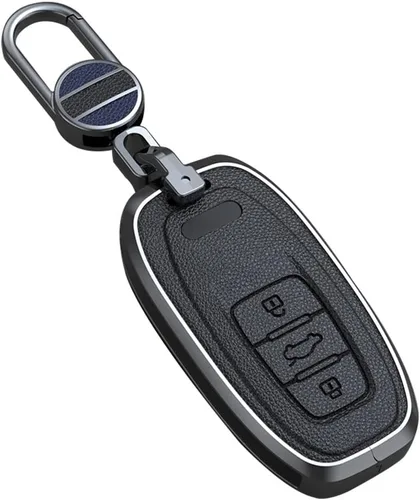 Vista 16 de ontto Funda de cuero para llavero con control remoto, protección completa para Audi A4 Q7 Q5 TT A3 A6 (negro, tipo A)