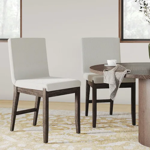 Vista 13 de Nathan James Gracie - Silla de comedor moderna con cojín, silla de comedor tapizada con marco de madera maciza, color marrón claro, juego de 2