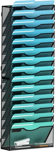 Vista 21 de Gawerk Organizador de archivos de pared colgante de 3 niveles, organizador de papel de correo de malla para colgar carpetas de archivos para oficina