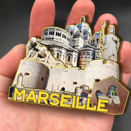 Vista 4 de Imán de madera de Marsella de Francia 3D para nevera, recuerdos coleccionables, decoración hecha a mano, artesanías 2