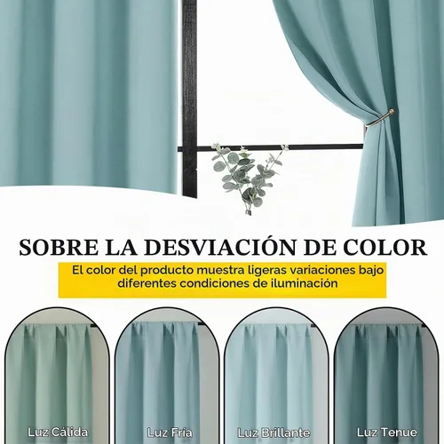 Vista 6 de Cortinas opacas para dormitorio, sala de estar, juego de 2 paneles de 54 pulgadas de largo, cortinas de oscurecimiento de habitación con aislamiento