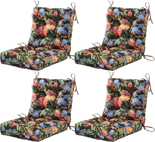 Vista 39 de BLISSWALK Cojines para sillas de exterior, 40 x 20 x 4 pulgadas, cojín de mimbre grueso con respaldo bajo y lazos para muebles de patio, floral