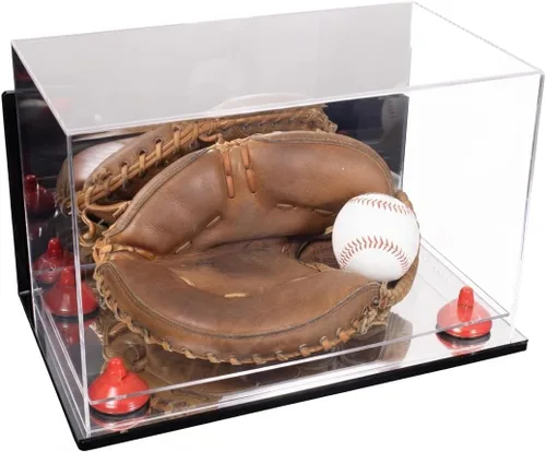Vista 81 de Better Display Cases Vitrina de guantes de béisbol de acrílico transparente con elevadores negros (A011/V16)
