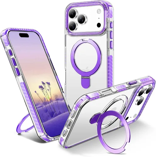 Vista 20 de UMIONE - Funda con diseño de anillo magnético giratorio de 360° para iPhone 11, soporte de bucle invisible integrado, compatible con Magsafe, funda