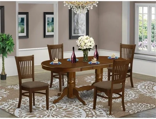Vista 2 de East West Furniture VANC5-ESP-C - Juego de mesa de comedor de 5 piezas para 4 personas, incluye una mesa de cocina ovalada con hojas de mariposa y 4
