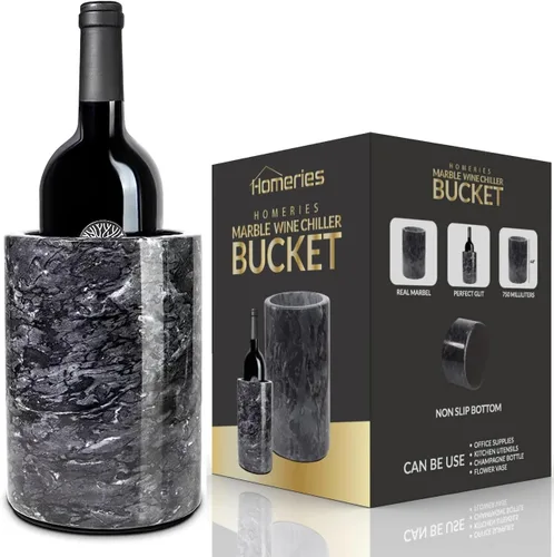 Vista 10 de Cubo Enfriador de Vino de Mármol Homeries - Enfriador de Vino y Champán para Fiestas, Cena – Mantén el Vino y las Bebidas Frías, Enfriadores de Vino