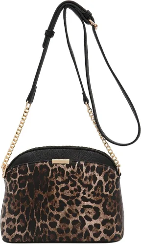 Vista 2 de FashionPuzzle Bandolera pequeña con estampado de leopardo con correa de cadena