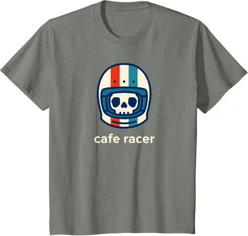 Vista 72 de Cafe Racer Moda Simple Casco Diseño Motocicleta Camiseta Negro